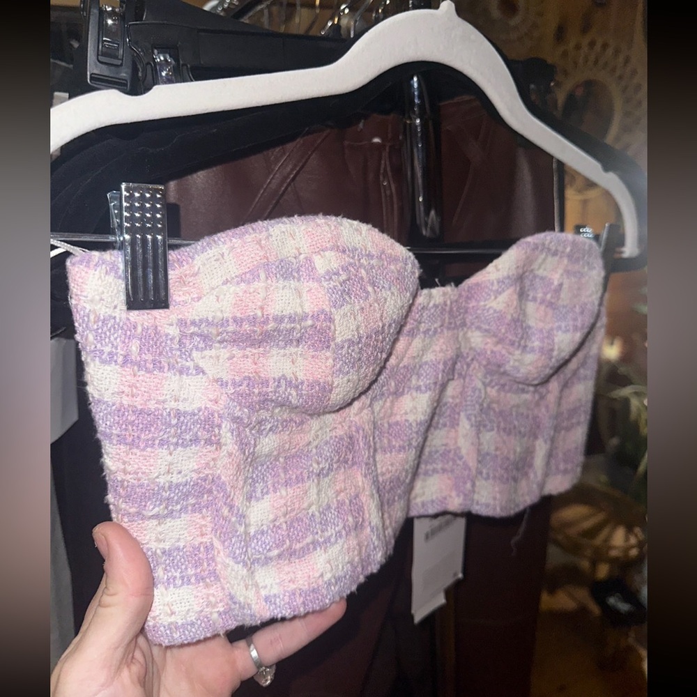 NWT Zara Strapless Tweed Sweetheart Bustier Corset
